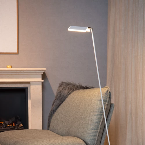 Lucide AARON - Lampadaire / lampe de lecture - LED Dim. - CCT - 1x12W 2700K/4000K - Blanc - ambiance 1